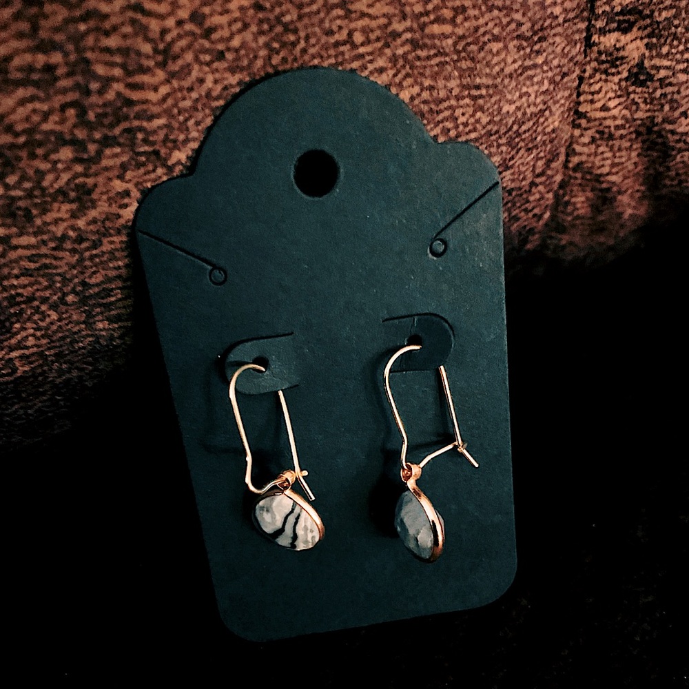 3/$30 EARRING BUNDLES! 14KT Gold Earrings with White and Blue Marbled Stones